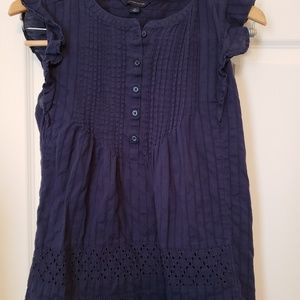 Tommy Hilfiger blue linen eyelet  top